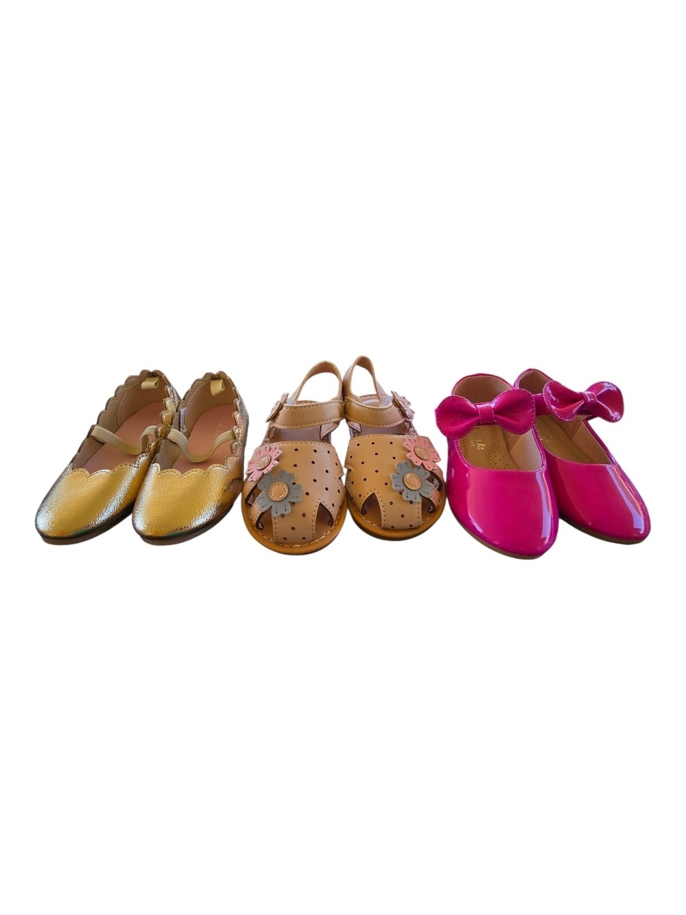 Bundler Toddlers Carter's Girls Gold, Tan and Hot Pink Dress Shoe Trio 6 & 7 T